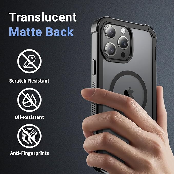 for iPhone 13 Pro Max case, [Compatible with MagSafe][Military Grade Drop Protection][Heavy Duty Protection][Non-Slip][Shockproof] with 2-Layer Durable Bumper Phone Case 6.7''-Black