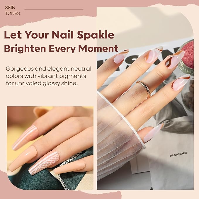 Modelones Nail Polish Set, 6 Colors Nude Pink Skin Tones Milky White Brown Mini Nail Polish Neutral Brown Quick Dry Nail Polish Kit All Seasons Easter Manicure DIY Salon Home Gifts for Women Girl