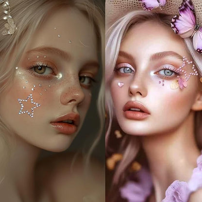 NOOEPC Face Gems Hair Gems, Self-Adhesive Face Jewels Eye Jewels Rhinestones DIY Face Gems Stick on, Hair Body Rhinestones Gems Crystals Pearls for Face Eyes Makeup Body, Crafts