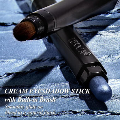 Neutral Eyeshadow Stick Makeup Set, Blue Metallic Shimmer Matte Cream Eye Shadow Eyeliner Brightener Pencil Crayon - JEANS BLUE