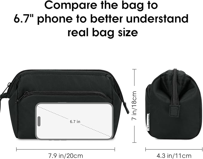 Narwey Makeup Bag Women Wide-open Make up Bag Travel Cosmetic Bag Organizer Toiletry Bag for Cosmetics Toiletries Accessories (Black)