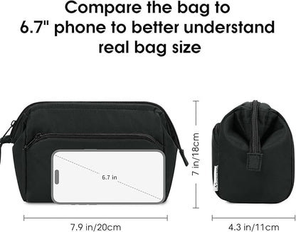 Narwey Makeup Bag Women Wide-open Make up Bag Travel Cosmetic Bag Organizer Toiletry Bag for Cosmetics Toiletries Accessories (Black)
