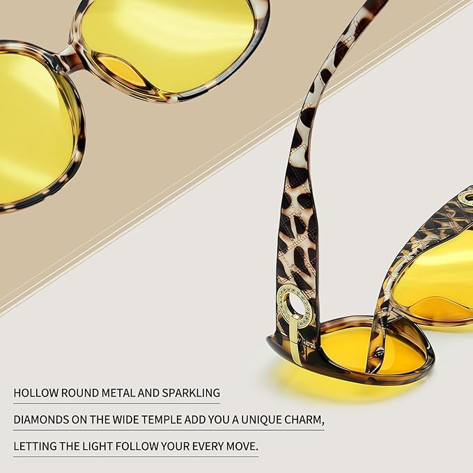 Joopin Big Womens Sunglasses Polarized Trendy Sun Glasses Large Rectangle UV Protection Rhinestone Sunnies
