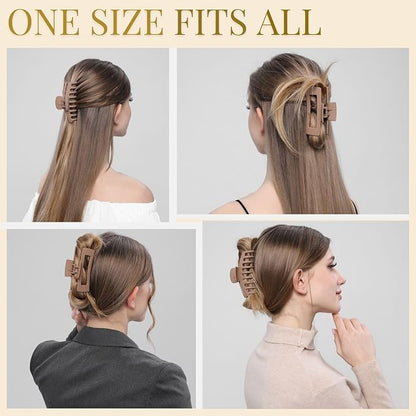 Light Brown Hair Clips for Women - 8 Pack 4.3 Inch Large Hair Claw Clips for Women Thin Thick Curly Hair, Big Matte Banana Clips,Strong Hold jaw clips