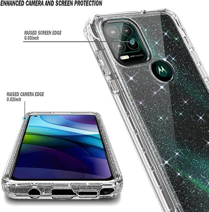 NZND Case for Motorola Moto G Stylus 5G with [Built-in Screen Protector], Full-Body Protective Shockproof Rugged Bumper Cover, Impact Resist Phone Case Cover (Crystal Glitter Clear)