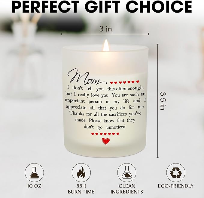 TEEZWONDER Mothers Day Gifts for Mom from Daughter Son - Long Lasting Vanilla Lavender Candle 10 oz - Mom Birthday Gifts for Women Mama, Present for Stepmom Mother-in-Law