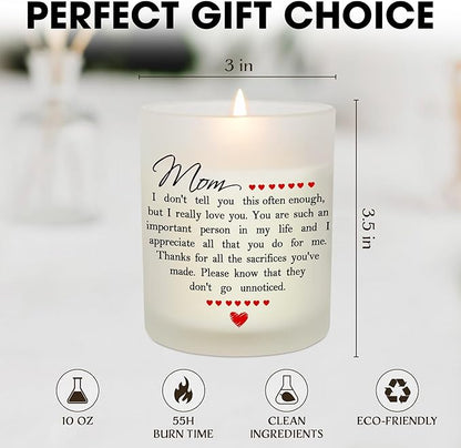 TEEZWONDER Mothers Day Gifts for Mom from Daughter Son - Long Lasting Vanilla Lavender Candle 10 oz - Mom Birthday Gifts for Women Mama, Present for Stepmom Mother-in-Law