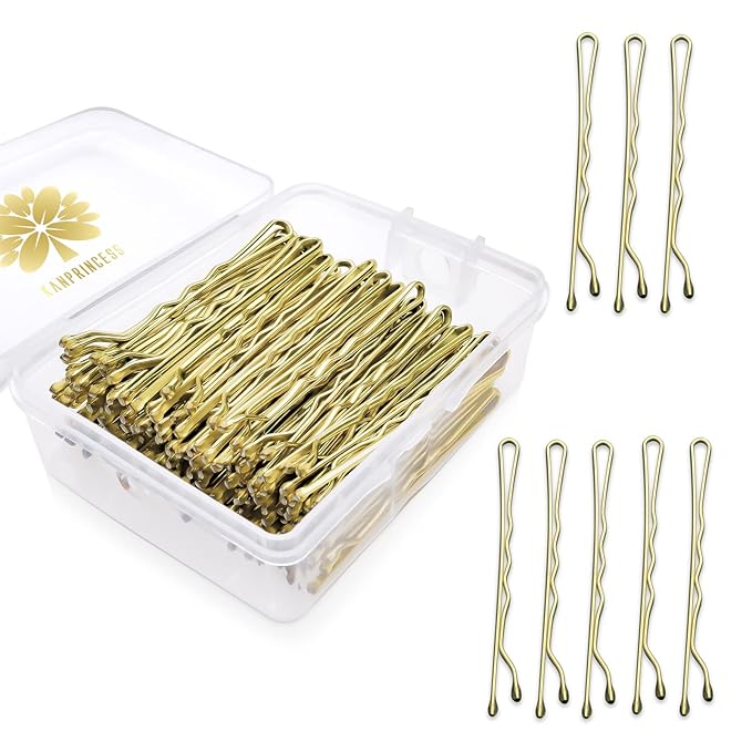 100PCS 2Inches Hair Pins Kit Hair Clips Secure Hold Bobby Pins Hair Clips for Women Girls and Hairdressing Salon With Clear Storage Box(Gold)