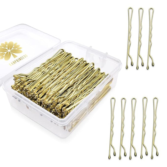 100PCS 2Inches Hair Pins Kit Hair Clips Secure Hold Bobby Pins Hair Clips for Women Girls and Hairdressing Salon With Clear Storage Box(Gold)