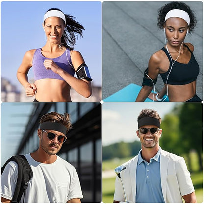 8 Pack Sport Headbands for Women, Elastic Soft Fabric Non-Slip Hair Bands Hair Warp for Daily Workout Yoga Running Sports, Combo 9