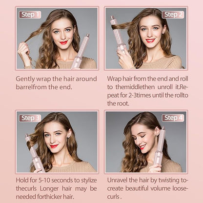 5 in 1 Hot Air Brush - Blow Dryer Brush & Air Curling Wrap Styler with Negative Ion Technology, Hair Dryer Brush for Drying, Curling, Straightening & Styling, Professional Hair Styling Tools