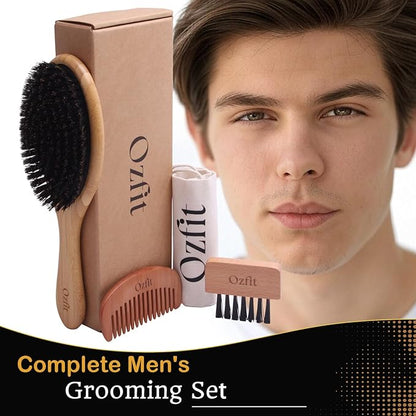 100% Boar Bristle Hair Brush - Natural Bamboo Hair Brush for Men & Women, Promotes Hair Growth, Includes Travel Bag & Cleaner