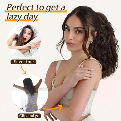 ORSUNCER Ponytail Extension 18" Curly Pony Tail Clip in Claw Ponytail Fluffy Natural Looking Synthetic Hairpiece for Women