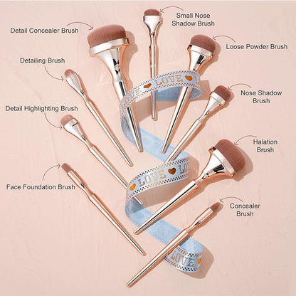 Makeup Brushes Set Makeup Foundation Brush Advanced Foundation Blush Contour Foundation Concealer Eye Shadow Brush Makeup Set (Rose Gold)