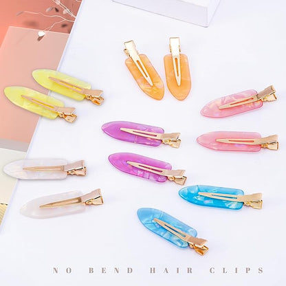 No Crease Creaseless No Bend Hair Clips For Styling Non Slip Flat Clips For Makeup Hair Accessories For Women,Bright Pink Purple,12 PCS
