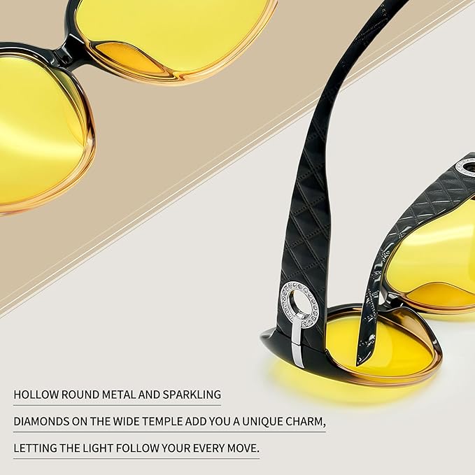 Joopin Big Womens Sunglasses Polarized Trendy Sun Glasses Large Rectangle UV Protection Rhinestone Sunnies