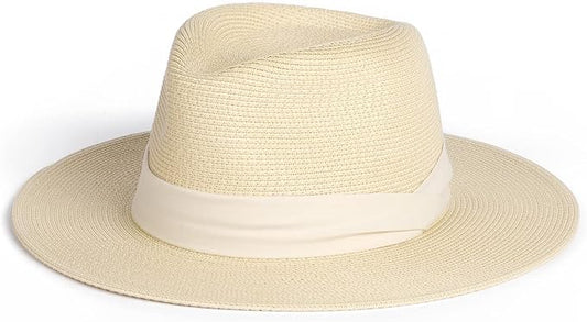 FURTALK Womens Mens Wide Brim Straw Panama Hat Fedora Summer Beach Sun Hat UPF Straw Hat for Women