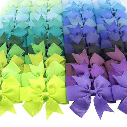 120PCS 3inch Grosgrain Ribbon Pinwheel Hair Bows Boutique Bows Alligator Clips For Girls Toddlers Teens(60Colorsx2)