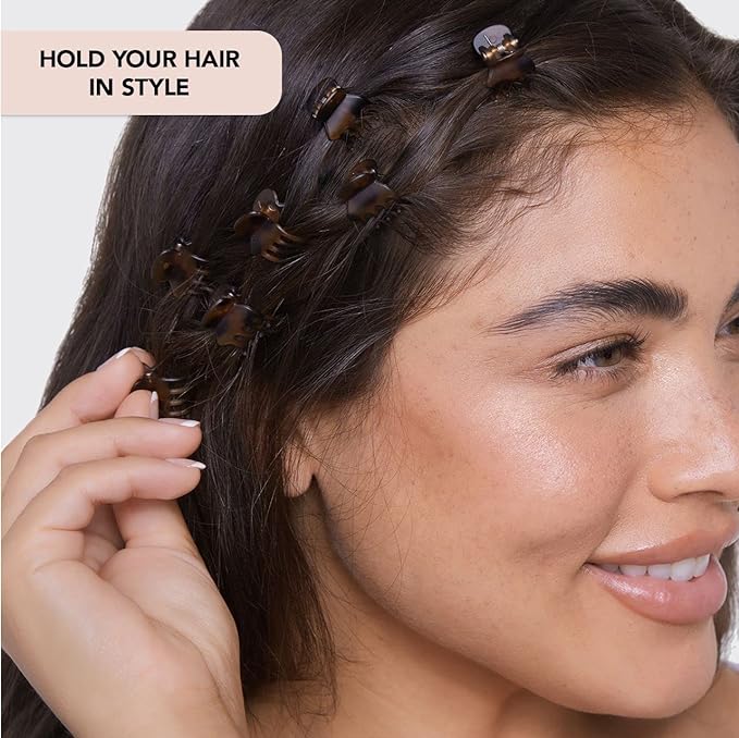 Kitsch Small Hair Clips for Women - Stylish Baby Hair Clips | Stays In Place Without Pulling or Snagging | Durable Plastic, Sturdy - Tortoise & Black, 16 Pcs