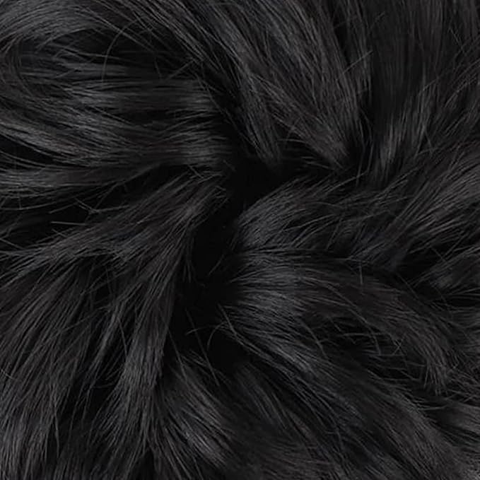MORICA 2PCS Messy Bun Hair Piece, Fake Bun Scrunchies For Thin, Curly Wavy Synthetic Chignon Ponytail Hair Pieces for Women (1B)