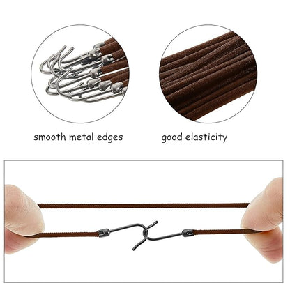 15 Pieces Elastic Hook Hair Tie Styling Ponytail Holder Hooks Cord for Curly Long Hair(Brown)