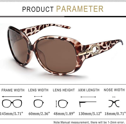 Joopin Big Womens Sunglasses Polarized Trendy Sun Glasses Large Rectangle UV Protection Rhinestone Sunnies