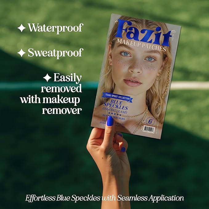 Fazit Blue Speckle Makeup Patches - Waterproof, Temporary Face Patches - 6 Count