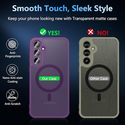 For Samsung Galaxy S23 FE Case 6.4'',Magnetic Galaxy S23 FE Case for Magsafe with Screen Protector [Military-Grade Protection]Shockproof Phone Case Samsung S23 FE Slim Protective Case S23 FE 5G,Purple