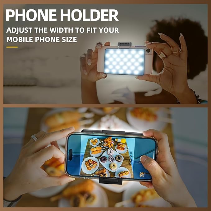 Selfie Light for Phone, 60 LED Phone Light with Rechargeable Clip and Adjusted 3 Light Modes, 2000mAh Video Light for iPhone iPad, Laptop, Makeup, TikTok, Selfie, Vlog, Video Conference