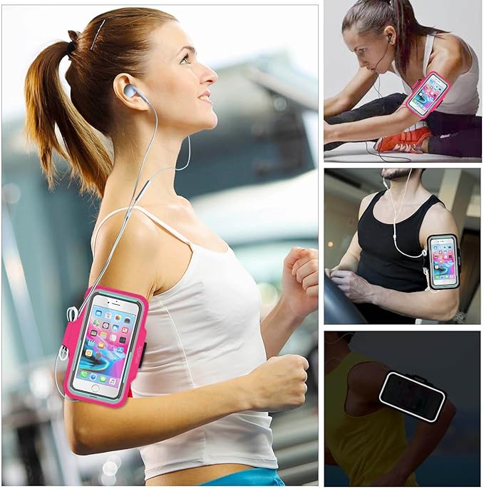 Arm Phone Holder for Running, Armband Cellphone for iPhone 15 14 13 12 11 Pro Max/XR/8 7 6s Plus, for Galaxy A/S/Note Up to 6.9’’, for Exercise Gym Fitness Sports Gear -Pink