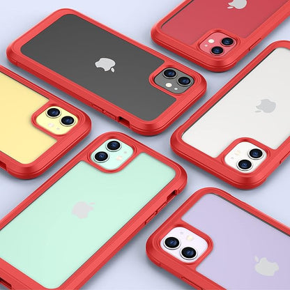 Miracase Glass Series Designed for iPhone 11 Case [2023 Upgraded] Full-Body Rugged Bumper Case with Built-in 9H Tempered Glass Screen Protector and Camera Protector (Red)