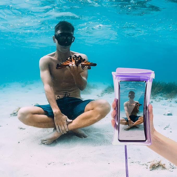 56 Pcs Universal Waterproof Phone Pouch Clear Cellphone Dry Bag with Lanyard Outdoor Beach Swimming Snorkeling Bag Plastic Underwater Case for Smartphone up to 6.9 Inch, 7 Colors