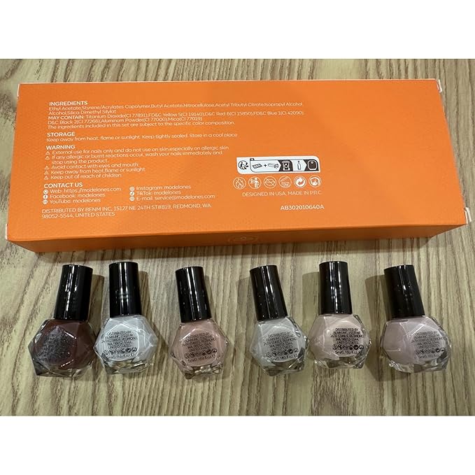 Modelones Nail Polish Set, 6 Colors Nude Pink Skin Tones Milky White Brown Mini Nail Polish Neutral Brown Quick Dry Nail Polish Kit All Seasons Easter Manicure DIY Salon Home Gifts for Women Girl