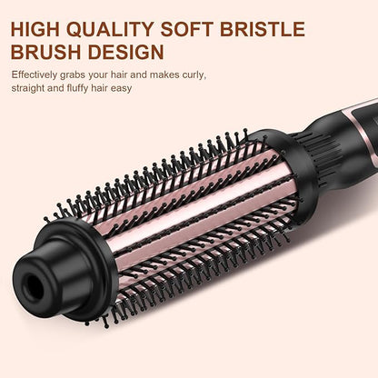 1.5 Inch Thermal Brush for Blowout Look, Heated Round Brush with Dual Voltage & Adjustable Temperature, Smooth & Voluminous Curls, Travel-Friendly Hair Styling Tool (Rose Gold, 1.5 inch)