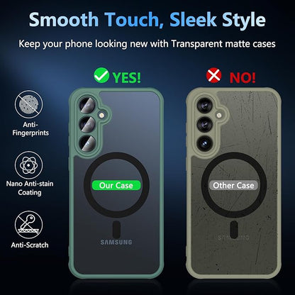 For Samsung Galaxy S23 FE Case 6.4'',Magnetic Galaxy S23 FE Case for Magsafe with Screen Protector [Military-Grade Protection] Shockproof Phone Case Samsung S23 FE Slim Protective Case S23 FE 5G,Green