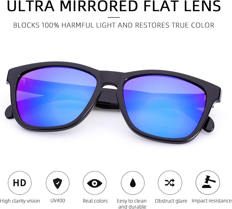 COLOSSEIN Sunglasses Womens,Classic Square Frame UV400 Mirrored Lens,Sunglasses Fit For Beach,Vacation,Driving