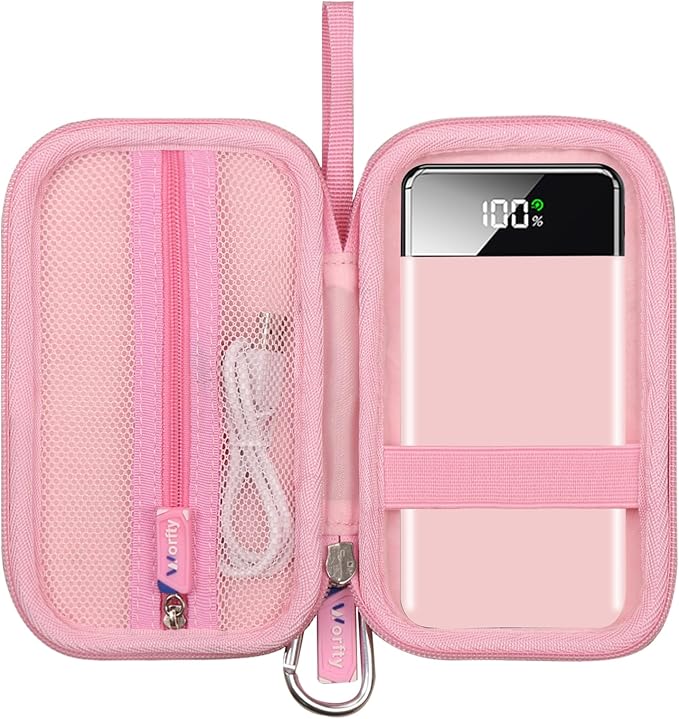 Hard Travel Case for SABANI for LOVELEDI for IAPOS for Pxwaxpy for OHOVIV for FOCHEW Portable Charger Power Bank, Storage Holder for Fast Charging Battery Protective Case (Pink)