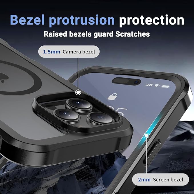 for iPhone 16 Pro Max case, [Compatible with MagSafe][Military Grade Drop Protection][Heavy Duty Protection][Non-Slip][Shockproof] with 2-Layer Durable Bumper Phone Case 6.9''-Black