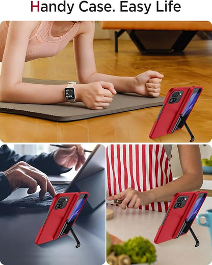 Miimall Dustproof Cases for Pixel 9 Pro Fold Cases, [Kickstand & Hinge Protection][All-Inclusive Protection] Anti Slip Matte Surface Full Body Case for Google Pixel Fold 9 Pro Case, Red