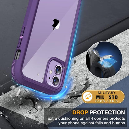 Miracase Glass Series for iPhone 11 Case [with Camera Lens Protector] Full-Body Rugged Bumper Case with Built-in 9H Tempered Glass Screen Protector Compatible with iPhone 11 6.1 inch, Purple