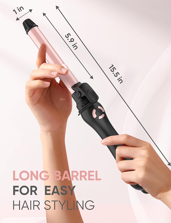 New Version Lanvier Rotating Curling Iron 1 Inch Automatic Curling Wand for Waves; Tourmaline Ceramic Self Curler with 2 Rotating Speed, 11 Adjustable Temperature & Dual Voltage for Worldwide Use