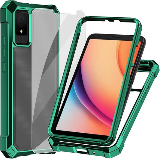 Ailiber Case for TCL K11, TCL T432W Phone Case with Screen Protector, Dual Layer Shockproof Bumper, Clear Transparent Anti Yellowing, Military Grade Drop Protection Cover-Green