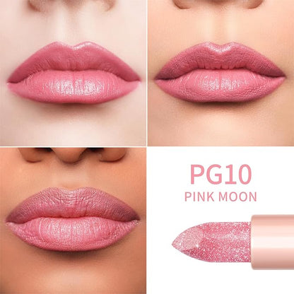 Oulac Moisture Lipstick Set 3PCS - Infinity High Shine Finish, Hydrating Vegan Lipstick Infused with Damask Rose Oil for All-Day Comfort, Gluten-Free, PG10+PG12+PG13