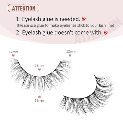 Onlyall Wispy Lashes - Natural Flared False Eye Lashes, Soft Fluffy 7 Pairs D-K38
