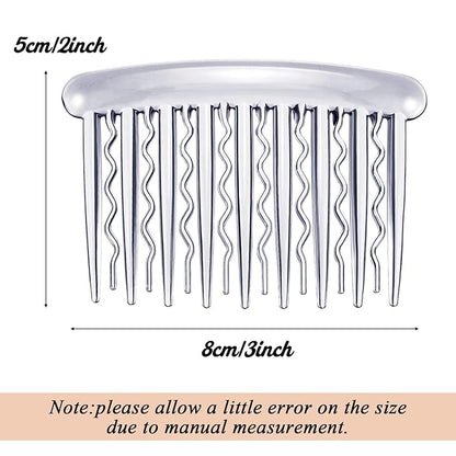 12 Pieces Plastic Teeth Hair Combs Tortoise Side Comb Hair Accessories(Black, Transparent, Dark Brown, Light Brown)