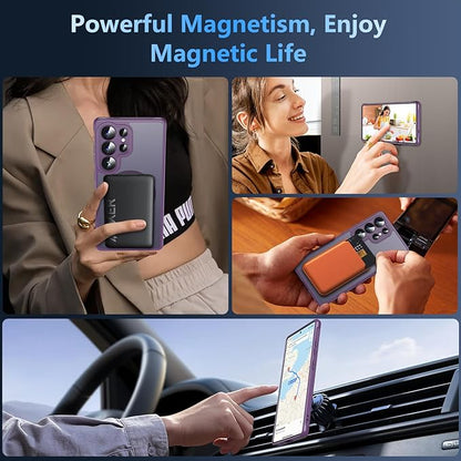 OWKEY Samsung Galaxy S25 Ultra Case 6.86'', Magnetic S25 Ultra Case for Magsafe with Tempered Glass Screen, [Shockproof Military] Translucent Back Slim Bumper Cover Phone Case Galaxy S25 Ultra, Purple