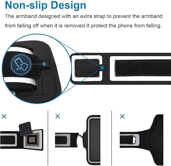 Armband for Galaxy S10e/A40/A5 2017/J3 2018 Gym Running Workouts Sports Phone Arm Band with Card Holder (Black)