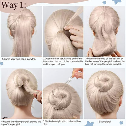 FANDAMEI Hair Net for Kids, Invisible Hair Nets 20PCS 30cm with 40PCS U Shaped Hair Pins, Hair Nets for Buns, Bun Hair Nets for Ballet Girls Hair Accessories Set for Women, Girls-Tan Brown
