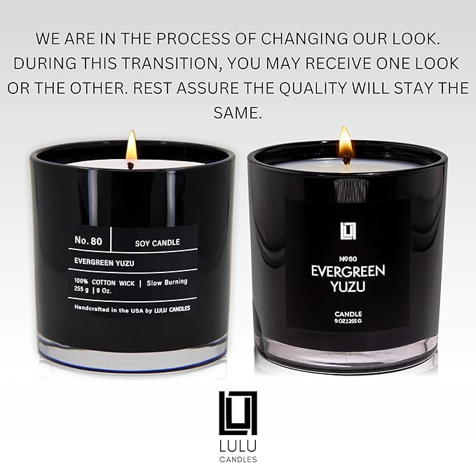 Lulu Candles | Evergreen Yuzu | Luxury Scented Soy Jar Candle | Hand Poured in The USA | Highly Scented & Long Lasting (9 Oz.)