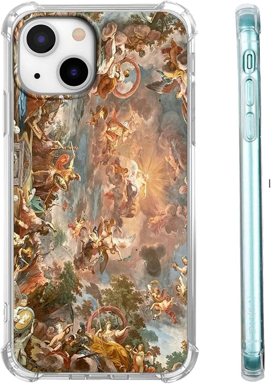 Case for iPhone 13 Mini with Renaissance Art Design,Aesthetic Classical Angel God Painting,Unique Soft TPU Protective Phone Cover(13mini,Gods)